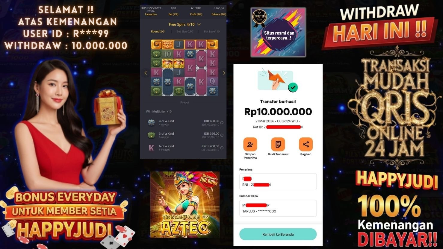 HAPPYJUDI JACKPOT SLOT TREASURES OF AZTEC 